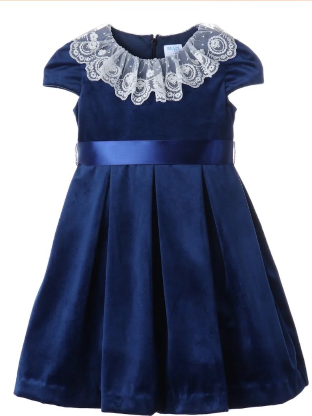 Luli & Me Girls Luxe Velvet Holiday Dress Navy Blue size 12 NWT